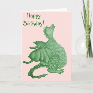 mythical fantasy creature cute green dragon card
