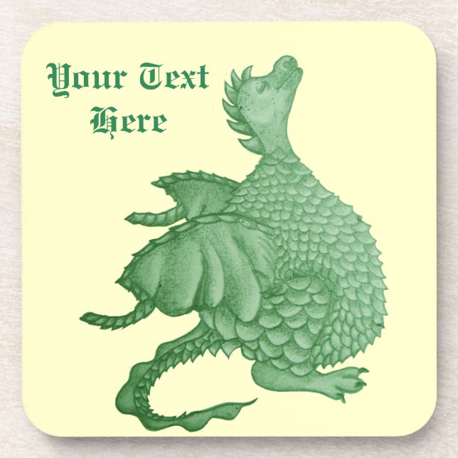 mythical fantasy creature cute green dragon coaster (Front)
