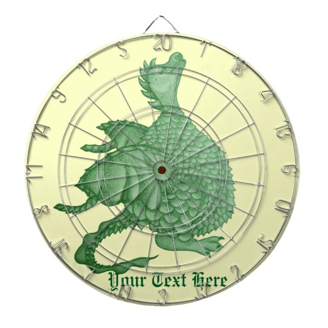mythical fantasy creature cute green dragon dartboard (Front)