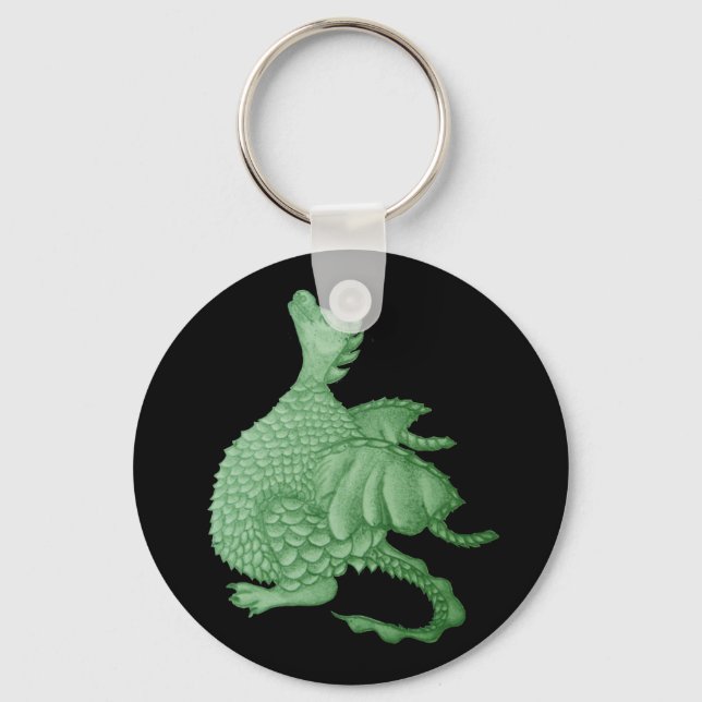 mythical fantasy creature cute green dragon key ring (Front)