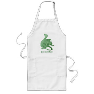 mythical fantasy creature cute green dragon long apron