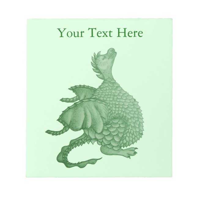 mythical fantasy creature cute green dragon notepad (Front)