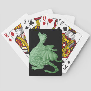 mythical fantasy creature cute green dragon playing cards
