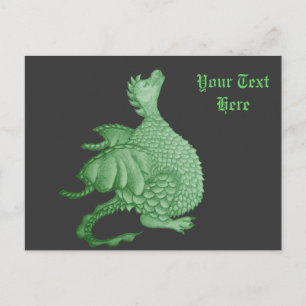 mythical fantasy creature cute green dragon postcard