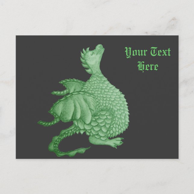 mythical fantasy creature cute green dragon postcard (Front)