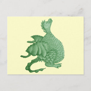 mythical fantasy creature cute green dragon postcard