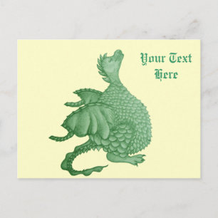 mythical fantasy creature cute green dragon postcard