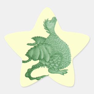 mythical fantasy creature cute green dragon star sticker