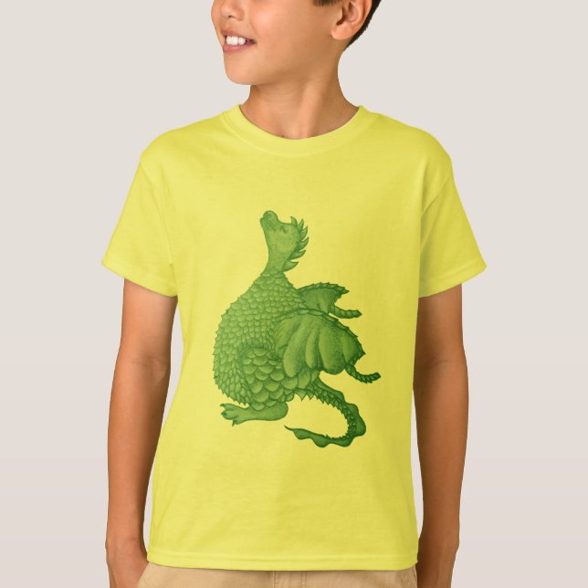 mythical fantasy creature cute green dragon T-Shirt (Front)