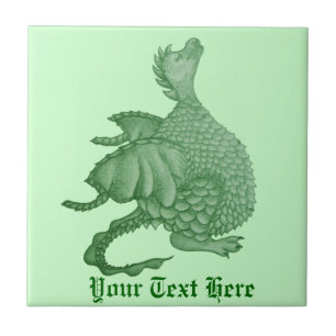 mythical fantasy creature cute green dragon tile