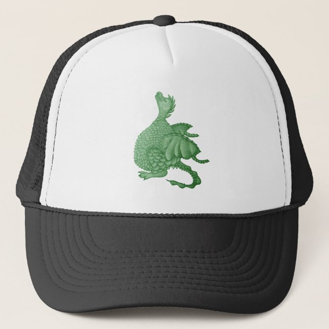 mythical fantasy creature cute green dragon trucker hat (Front)