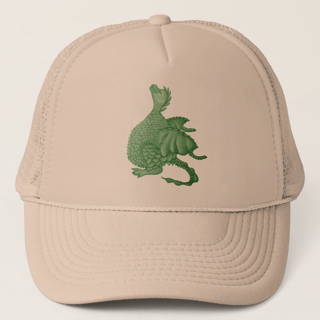 mythical fantasy creature cute green dragon trucker hat (Front)