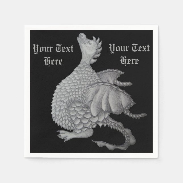 mythical fantasy creature cute grey dragon napkin (Front)