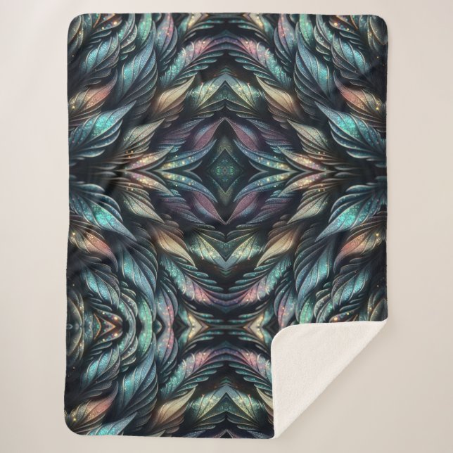Mythical Feathers Sherpa Blanket (Front)