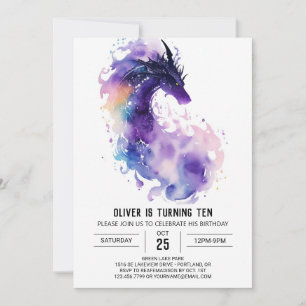 Mythical Fire-Breathing Dragon Birthday Invitation
