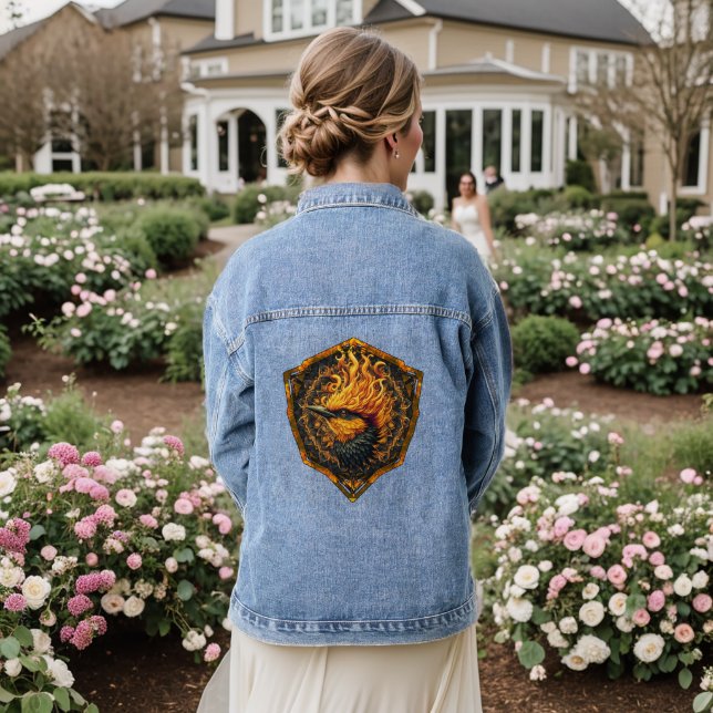Mythical Flame Bird Denim Jacket (Wedding Back)