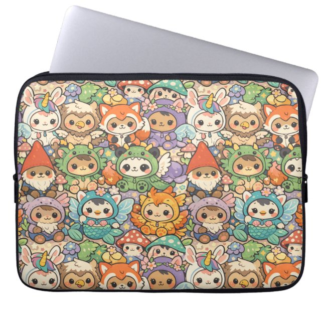 Mythical Friends Parade | Cute Pastel Magic Laptop Sleeve (Front)