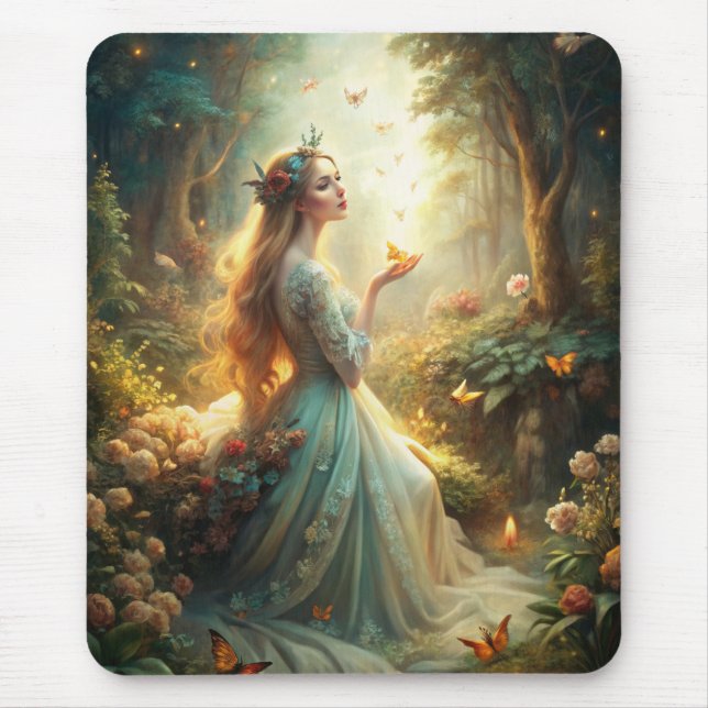 Mythical Girl in Forest Setting Mouse Mat (Front)