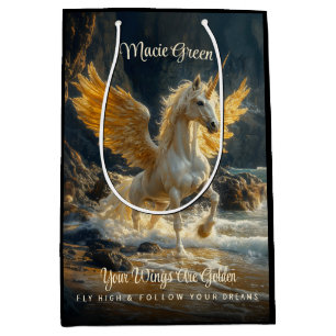 Mythical Golden Winged Pegasus Ocean Fantasy Horse Medium Gift Bag