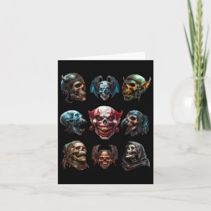 Mythical Halloween Skull Skeleton Faces For Horror Card