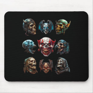 Mythical Halloween Skull Skeleton Faces For Horror Mouse Mat