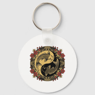 Mythical Imperial Chinese Dragon Relief Round Orna Key Ring