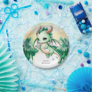 Mythical Kids Dragon Birthday Paper Plate