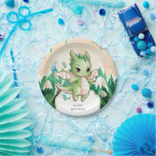 Mythical Kids Dragon Birthday Paper Plate
