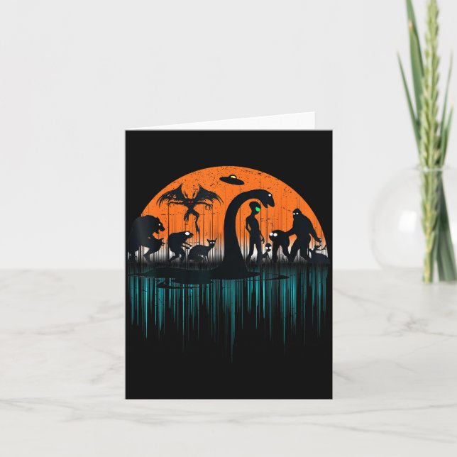 Mythical Loch Ness Bigfoot Mothman Aliens Funny Cr Card (Front)