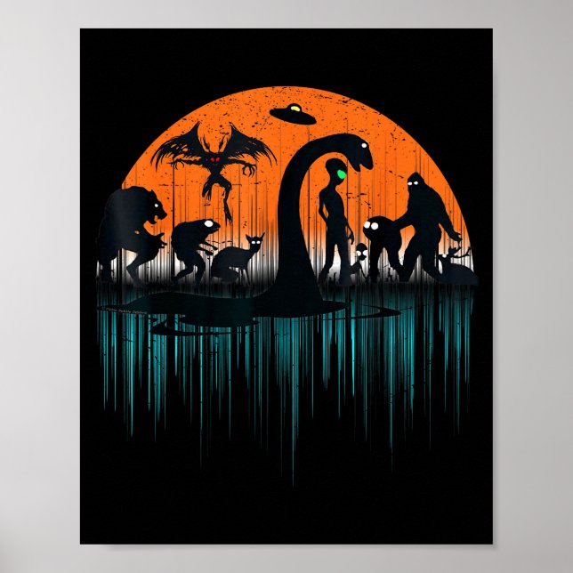 Mythical Loch Ness Bigfoot Mothman Aliens Funny Cr Poster (Front)