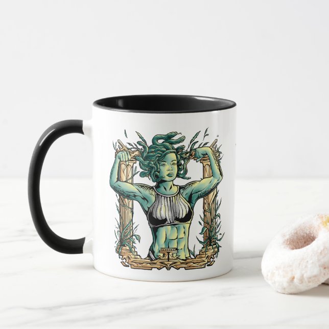 Mythical Medusa Fitness Motivation Art  Mug (With Donut)