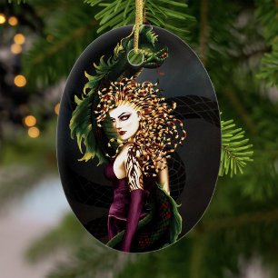 Mythical Medusa Greek Mythology Snake Gorgon Ceramic Tree Decoration