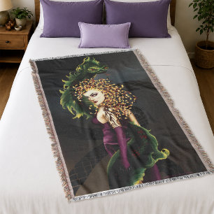 Mythical Medusa Greek Mythology Snake Gorgon Throw Blanket