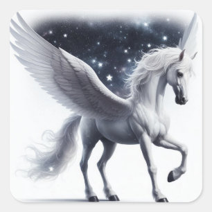 Mythical Pegasus with Stars Between Her Wings Square Sticker