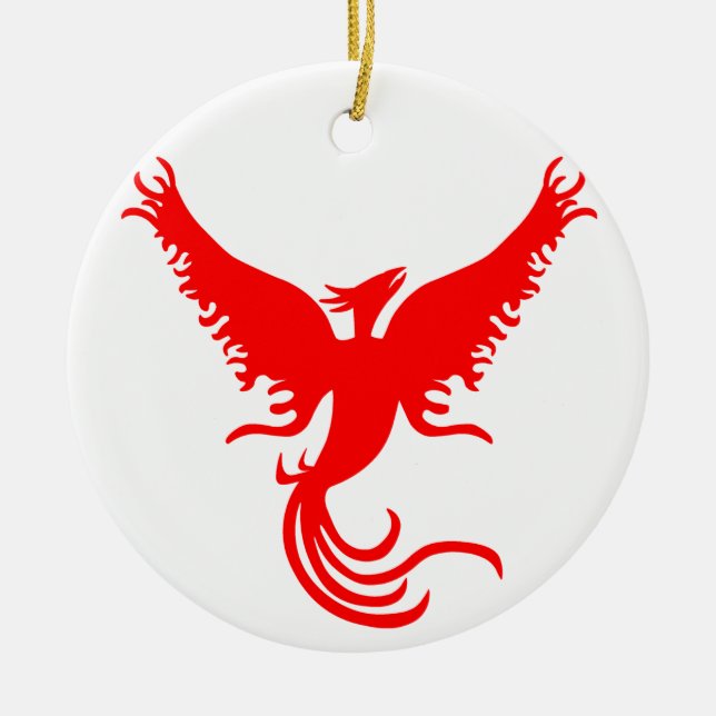 Mythical Phoenix Bird. Ceramic Tree Decoration (Front)