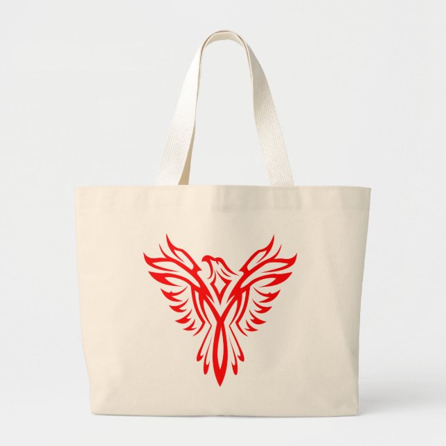 Mythical Phoenix Bird Rising Logo (Red) Large Tote Bag (Front)