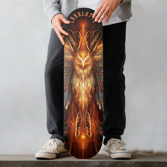 Mythical Phoenix with Tribal Patterns Dark Fantasy Skateboard (Mythical Phoenix with Tribal Patterns Dark Fantasy Skateboard)
