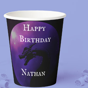 Mythical Purple Moonlit Dragon Paper Cups