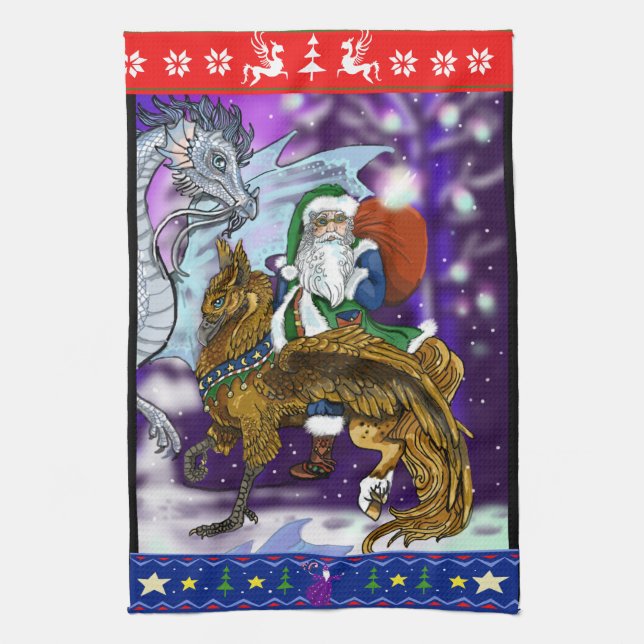 Mythical Santa Clause Tea Towel (Vertical)