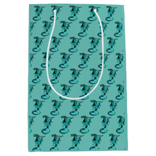 Mythical Sea Blue Dragon Teal Style Art Medium Gift Bag