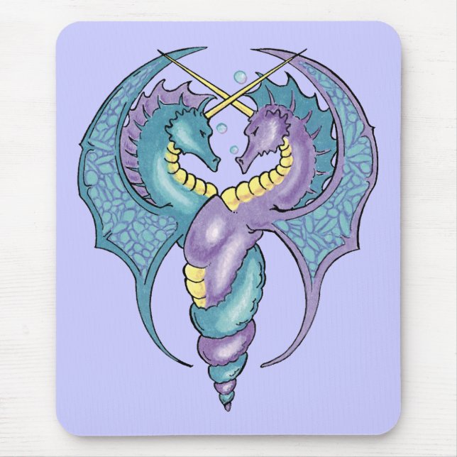 Mythical Seahorses Entwined Mousepad (Front)