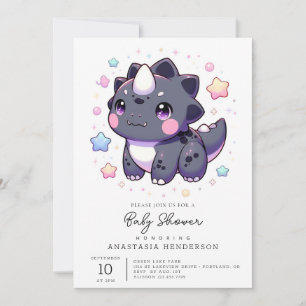 Mythical Simple Dinosaur Baby Shower Invitation