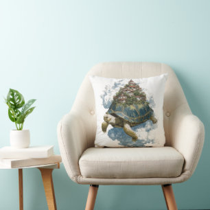 Mythical Sky Tortoise Carrying a Floating City Cushion
