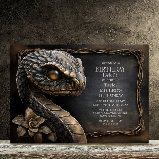 Mythical Stone Snake Birthday Party Invitation (Creator Uploaded)