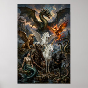 Mythical Ten Legendary Creatures Fantasy Poster