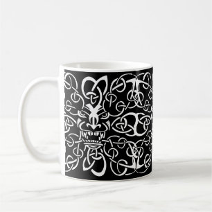 Mythical tribal tiki mask ethnic pattern design coffee mug