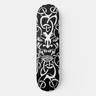 Mythical tribal tiki mask ethnic pattern design skateboard
