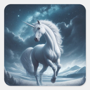 Mythical Unicorn at Midnight Stickers