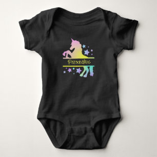 Mythical Unicorn Pastel Colours Personalise Gift Baby Bodysuit