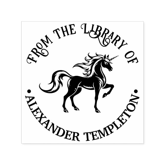 Mythical Unicorn Silhouette #2 Library Book Name Self-inking Stamp (Design)